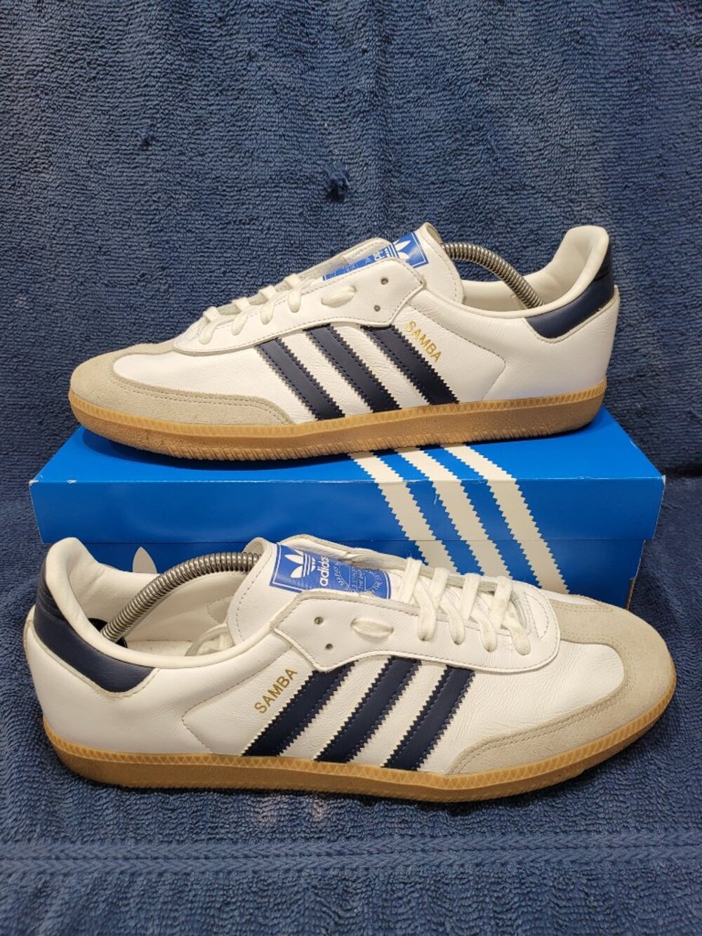 Adidas Originals Samba Men's Size 11.5 White Indigo Blue Gum IF3814 Sneakers